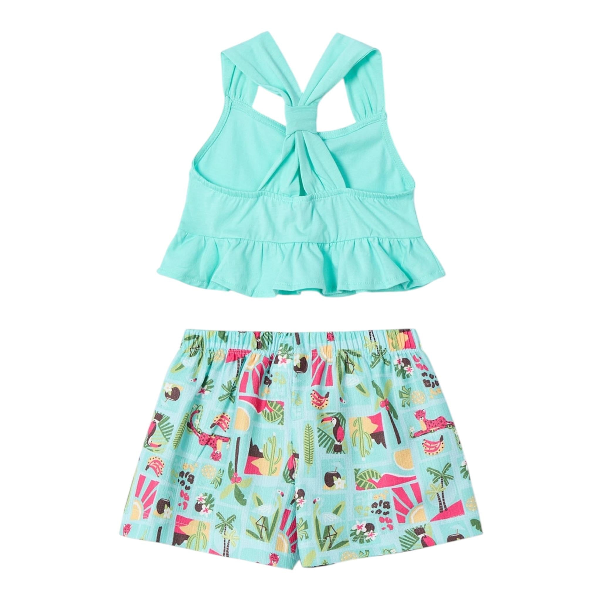 Mayoral Completo 2 Pezzi Top-Short per Neonata 3215N VERDE ACQUA MAYORAL 