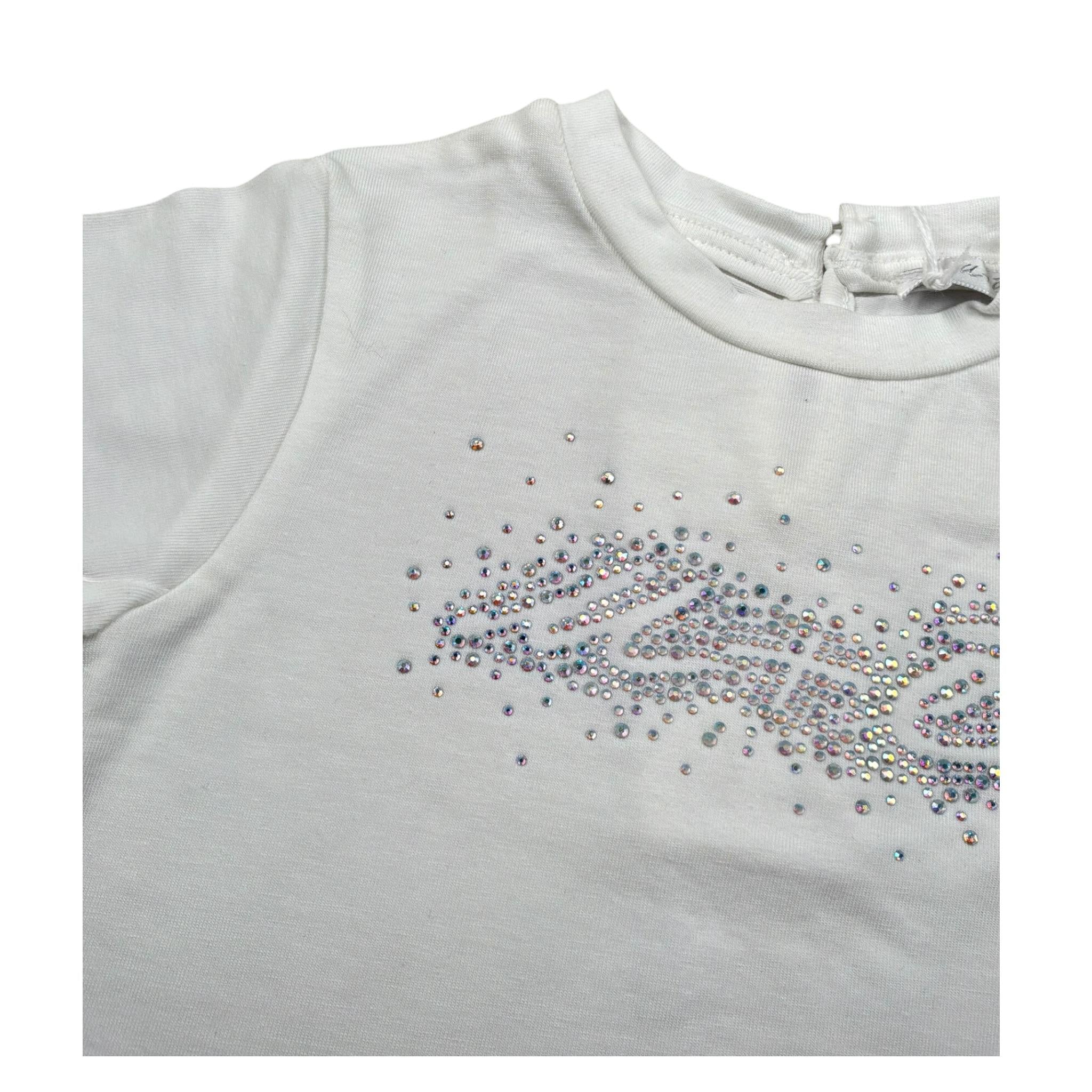 M+E' T-Shirt Girocollo Tinta Unita con Brillantini per Neonata UE1817N PANNA M+E' 