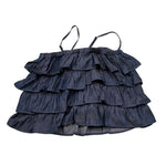 Manila Grace Top Bretelline Tinta Unita con Balze per Bambina MG2639 BLU MANILA GRACE 