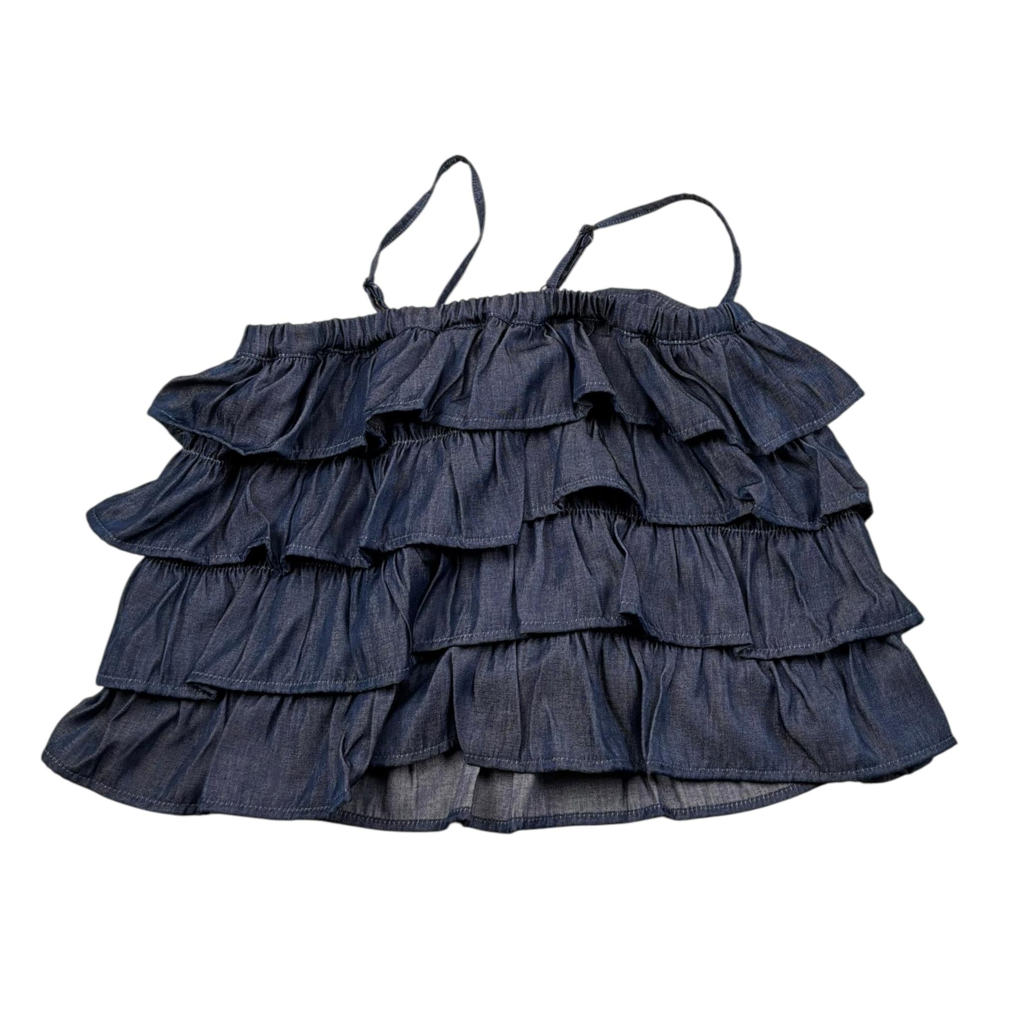 Manila Grace Top Bretelline Tinta Unita con Balze per Bambina MG2639 BLU MANILA GRACE 