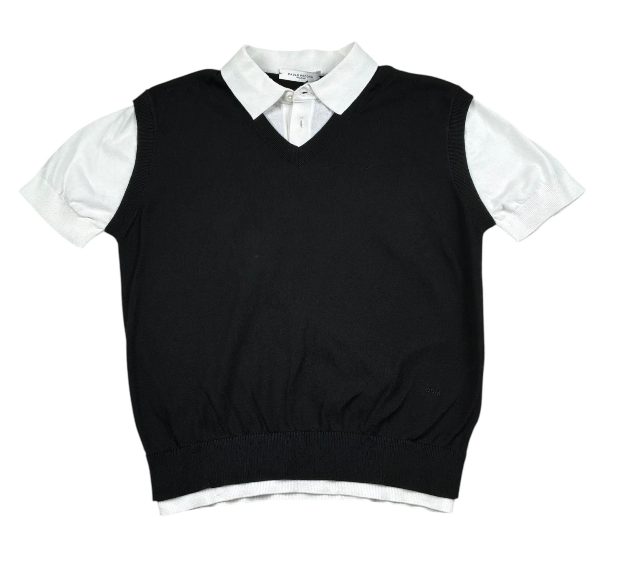 Paolo Pecora Polo Mezza Manica con Finto Gilet per Bambino PP4271 NERO PAOLO PECORA 