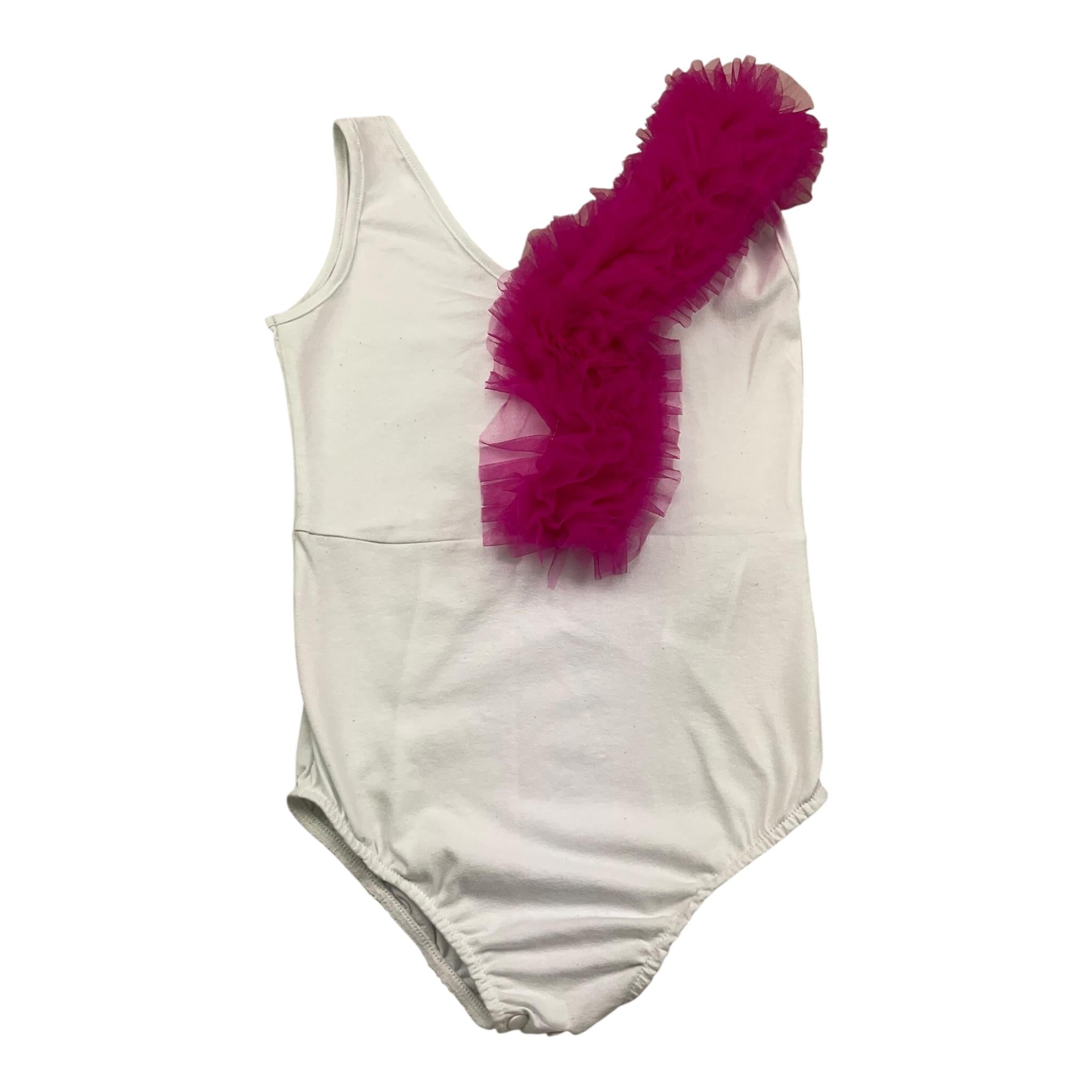 Petit Posh Body Giromanica Tinta Unita con Tulle per Bambina GFJS25073BD BIANCO/FUXIA PETIT POSH 
