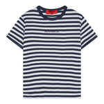 Max Mara T-Shirt Girocollo Fantasia A Righe con Logo per Bambina MX0162 BIANCO/BLU MAX MARA 
