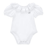 Monnalisa Body Tinta Unita Mezza Manica con Rouches per Neonata 37E300 BIANCO MONNALISA 