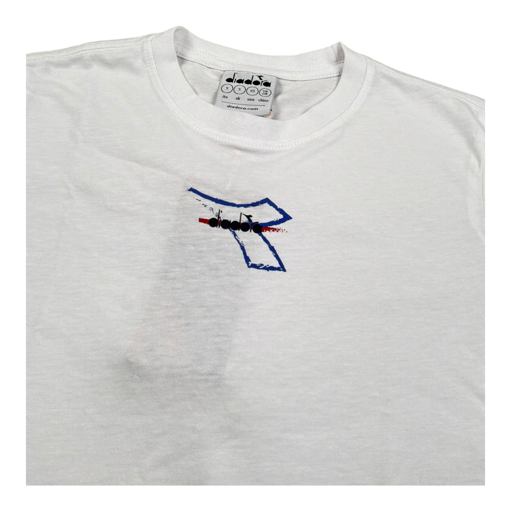 Diadora T-Shirt Girocollo Tinta Unita con Stampa per Bambino 102181707 BIANCO DIADORA 