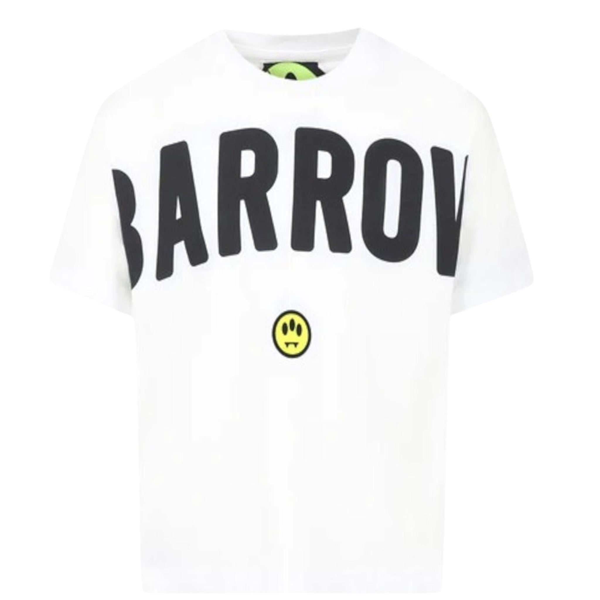Barrow Kids T-Shirt Girocollo tinta unita con Stampa Bianco per Bambino S5BKJUTH063 BIANCO BARROW KIDS 