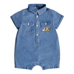 Moschino Pagliaccetto Tinta Unita In Denim per Neonato MUC01FBB BLU MOSCHINO 