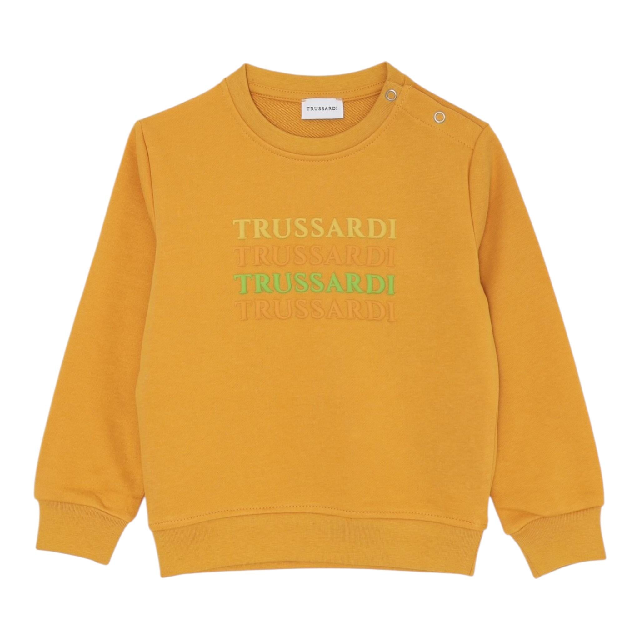 Trussardi Felpa Chiusa Girocollo Tinta Unita con Logo per Neonato TIP25028FE ARANCIONE TRUSSARDI 