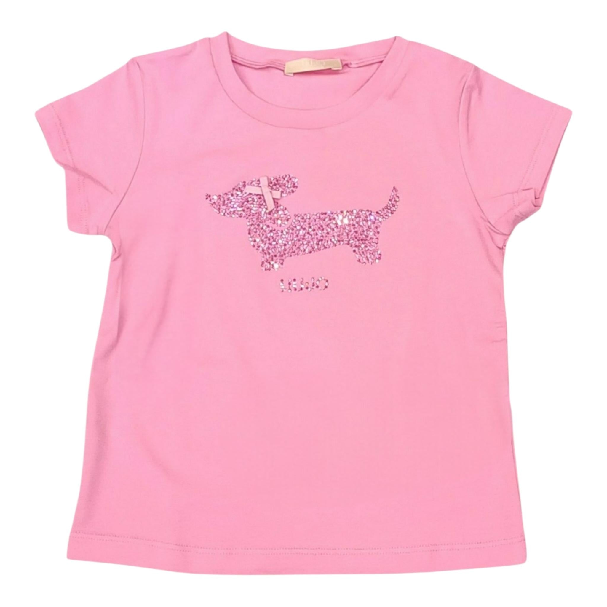 Liu Jo T-Shirt Girocollo Tinta Unita con Brillantini per Neonata KA5021N ROSA LIU JO 