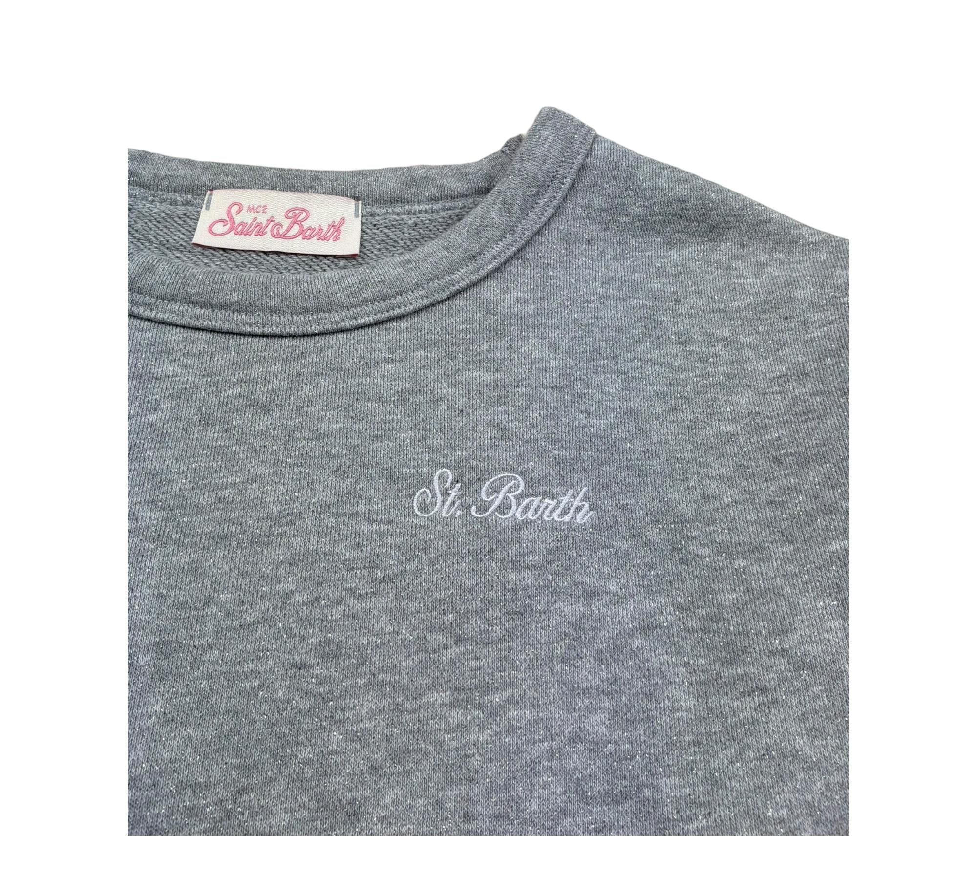 Saint Barth Felpa Chiusa Girocollo Tinta Unita per Bambina ANGELIQUE GRIGIO SAINT BARTH 