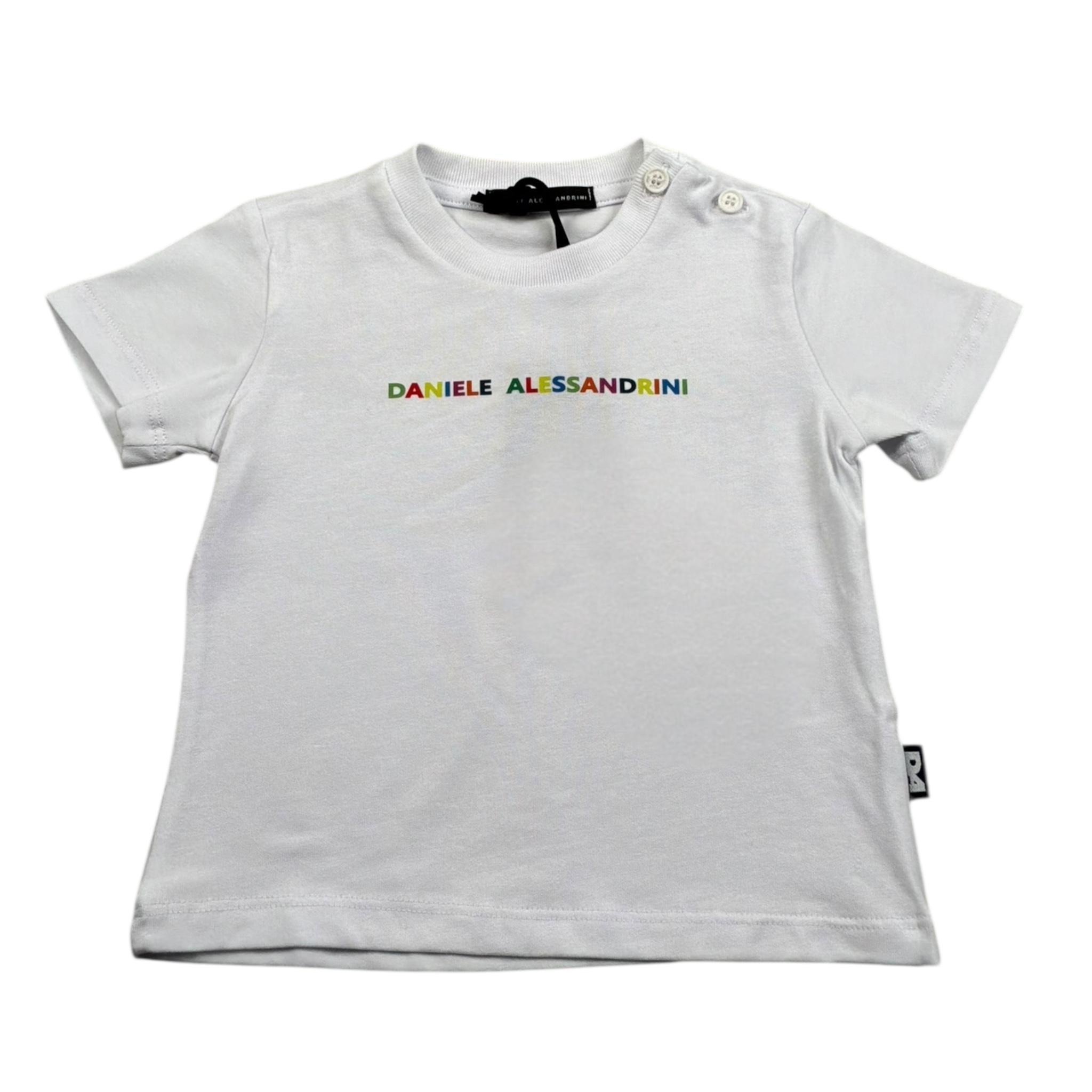 Dsquared2 T-Shirt Girocollo Tinta Unita con Logo per Neonato 1296M00007 BIANCO DSQUARED2 
