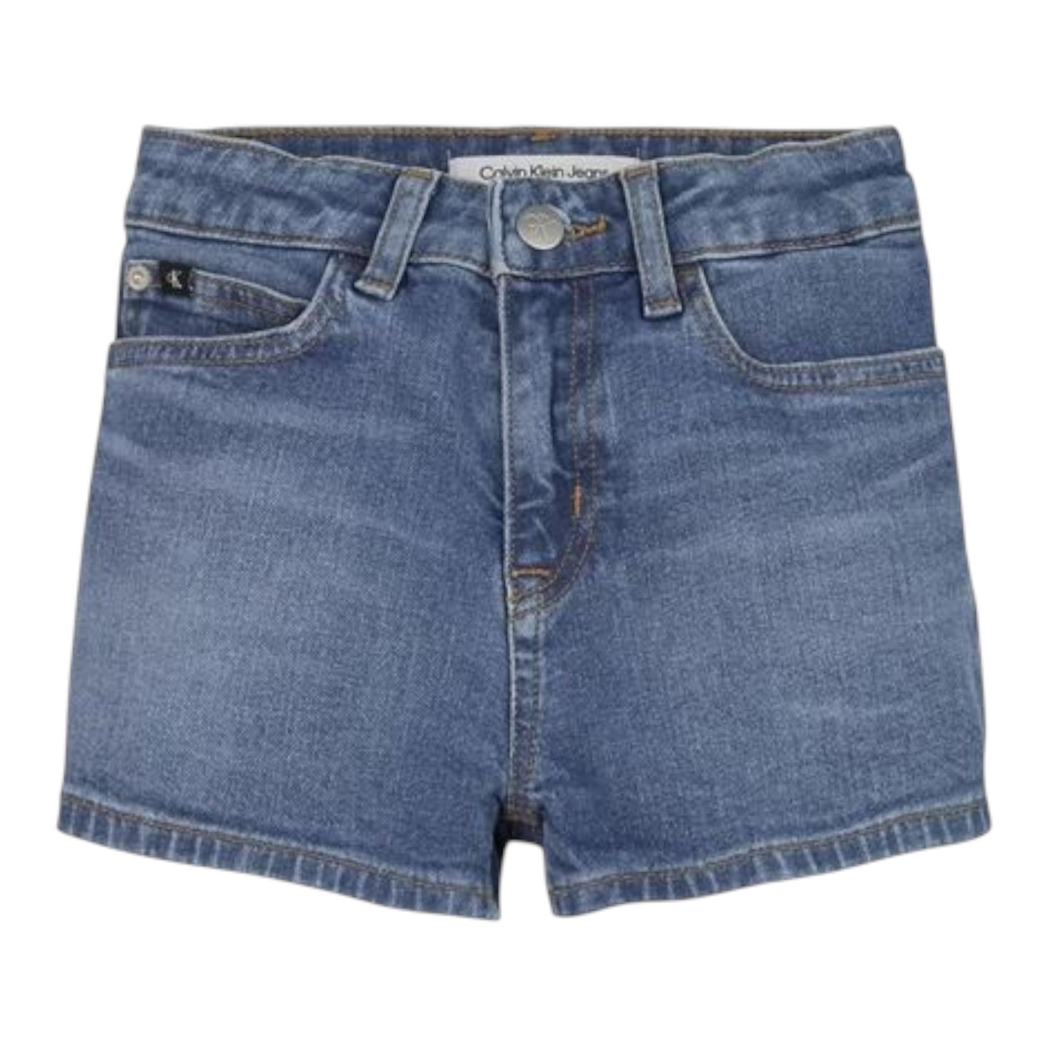 Calvin Klein Short In Denim Tinta Unita con Girovita Regolabile per Bambina IG0IG01978 BLU CALVIN KLEIN 
