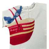 Miss Grant T-Shirt Girocollo tinta unita con Stampa Bianco per Neonata MG1277 BIANCO MISS GRANT 