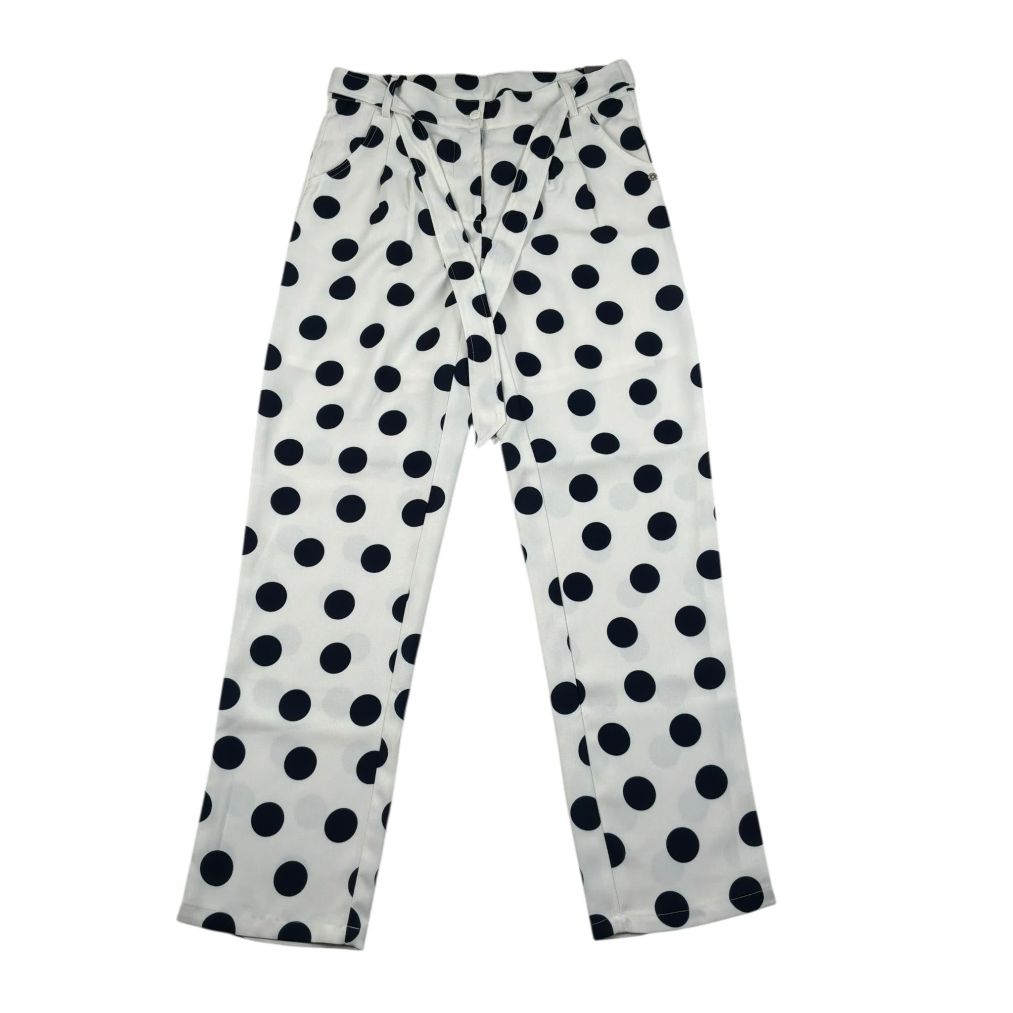 Sarabanda Pantalone Tinta Unita con Fantasia Cerchi per Bambina 0J424 BIANCO SARABANDA 