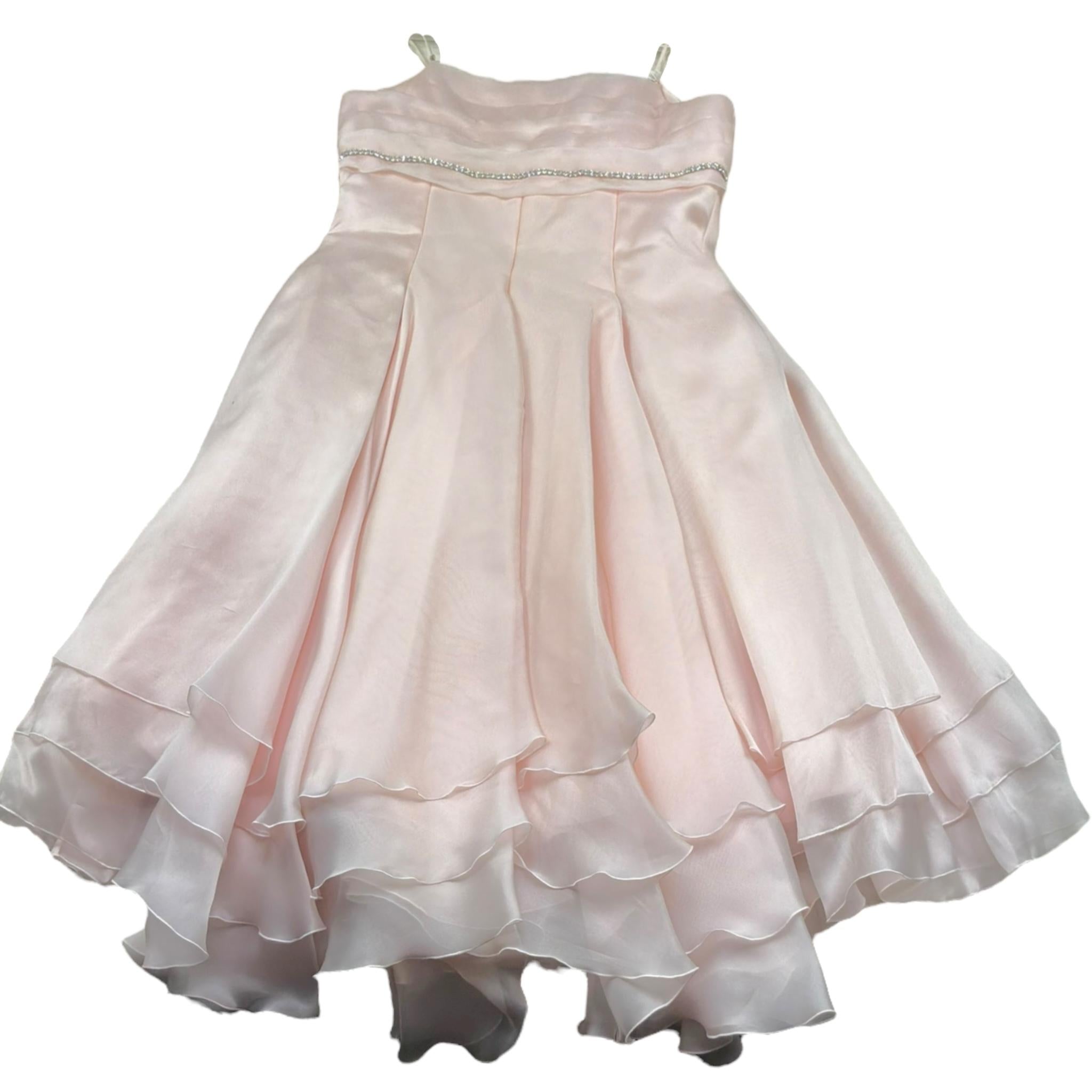 Monnalisa Abito Cerimonia Tinta Unita con Brillantini per Bambina DBIHN4II ROSA MONNALISA 