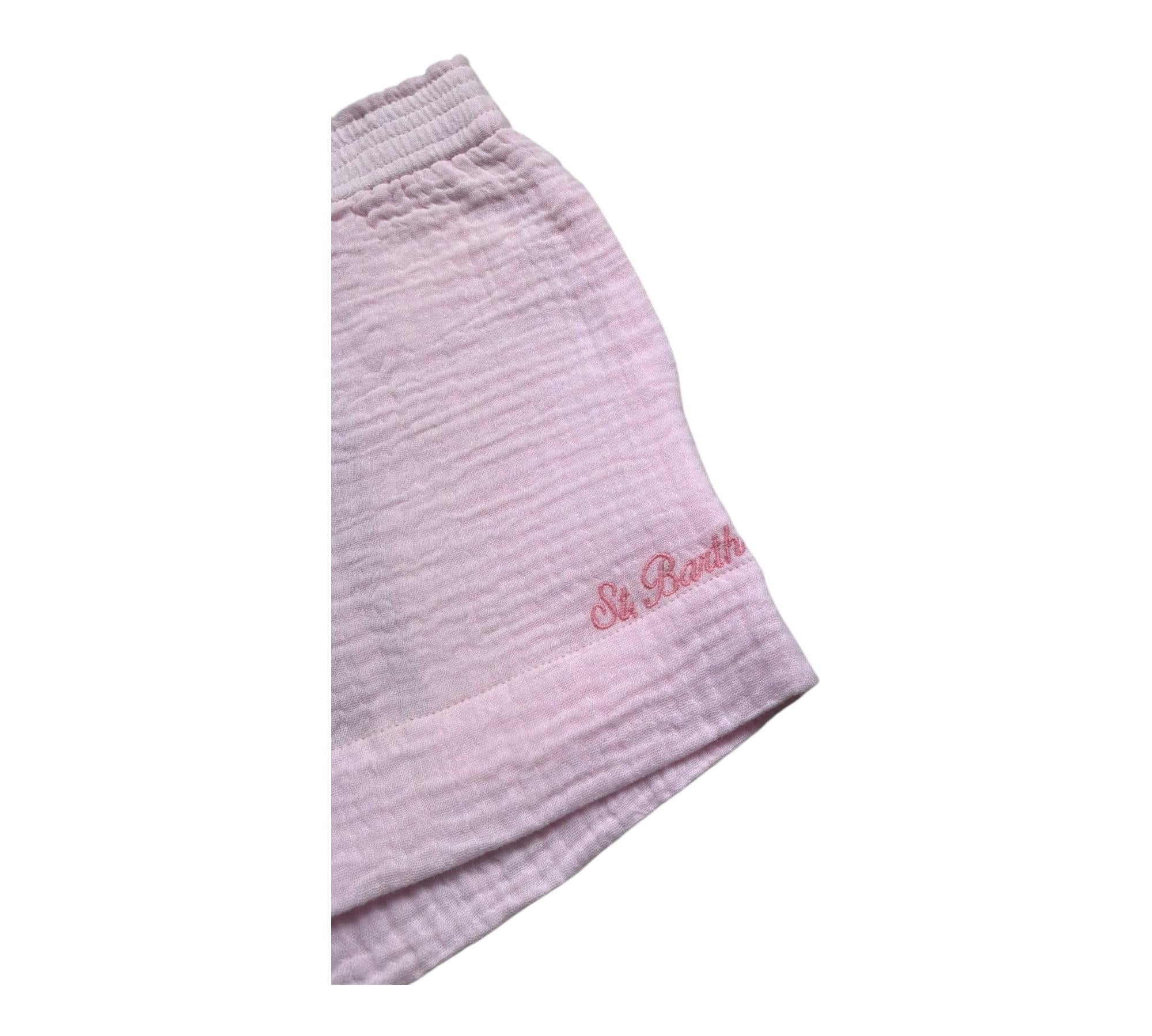 Saint Barth Short Tinta Unita con Elastico In Vita per Bambina MEAVEJR ROSA SAINT BARTH 