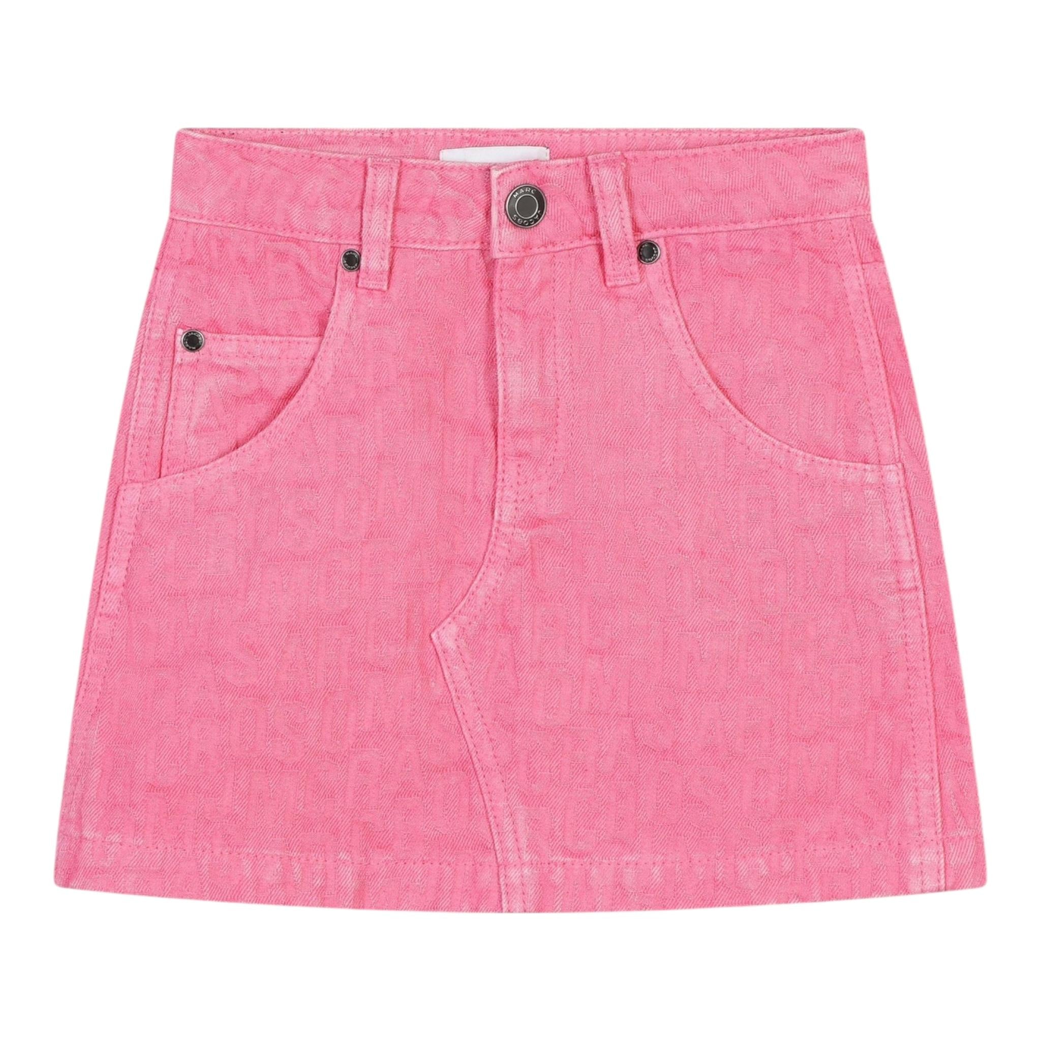 MARC JACOBS gonna in denim tinta unita con loghi Rosa per Bambina W60246 ROSA MARC JACOBS 