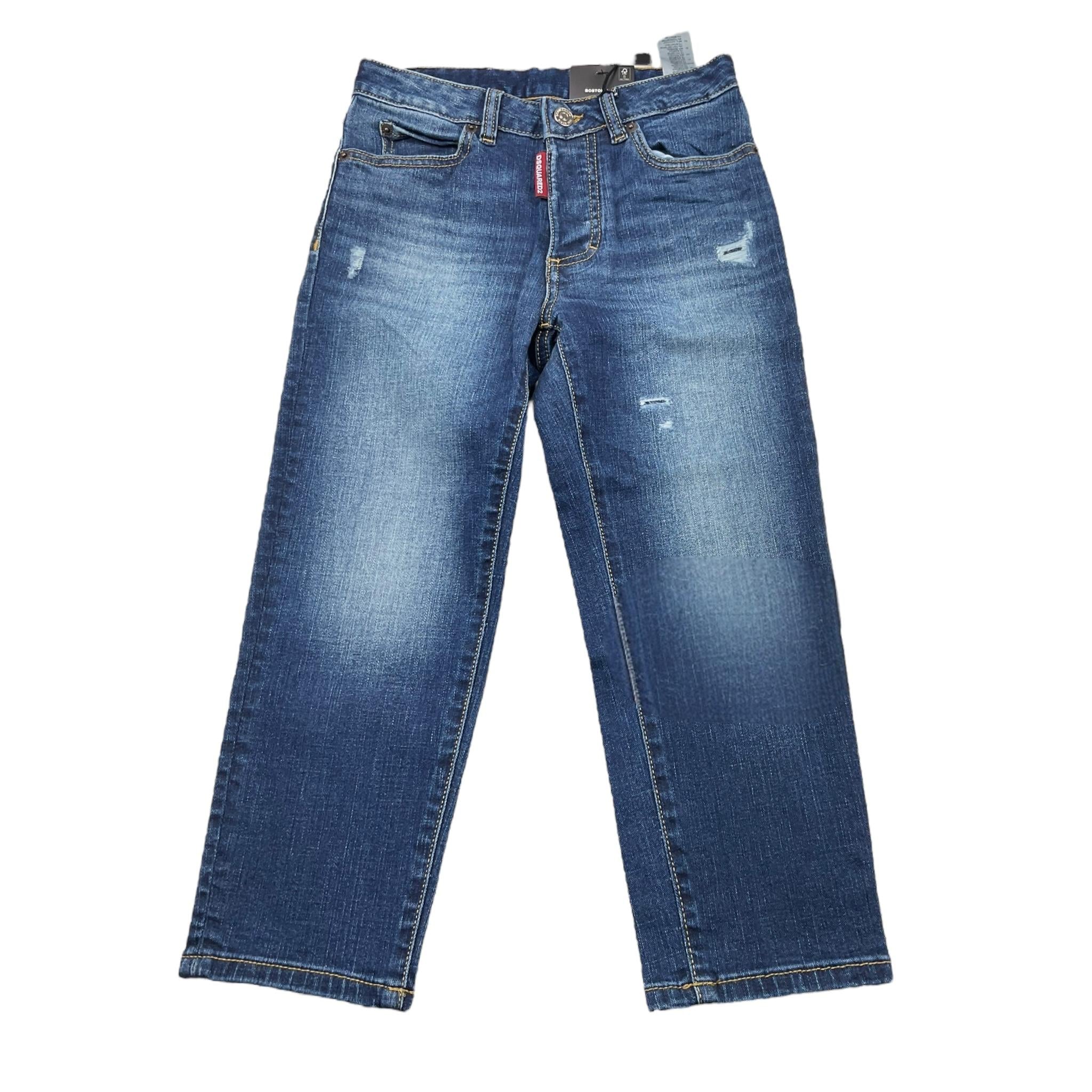 DSQUARED2 jeans tinta unita con strappi Blu per Bambino DQ0501 BLU DSQUARED2 