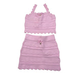 Elisabetta Franchi Completo 2 Pezzi Gonna Tinta Unita con Ricami-Top per Bambina EFCM015X ROSA ELISABETTA FRANCHI 