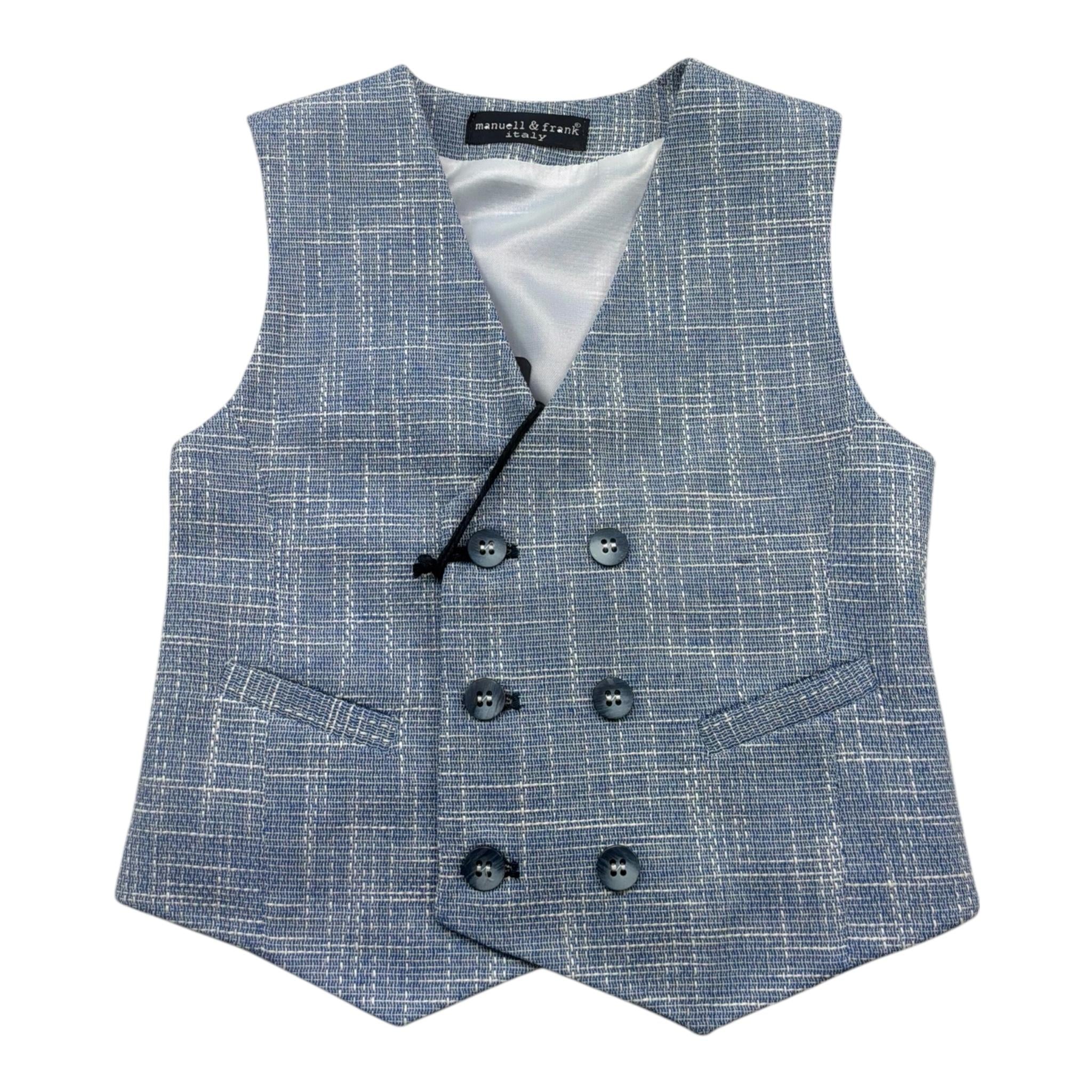 Manuel & Frank Gilet Tinta Unita con Fantasia per Bambino MF5020B AZZURRO MANUEL & FRANK 