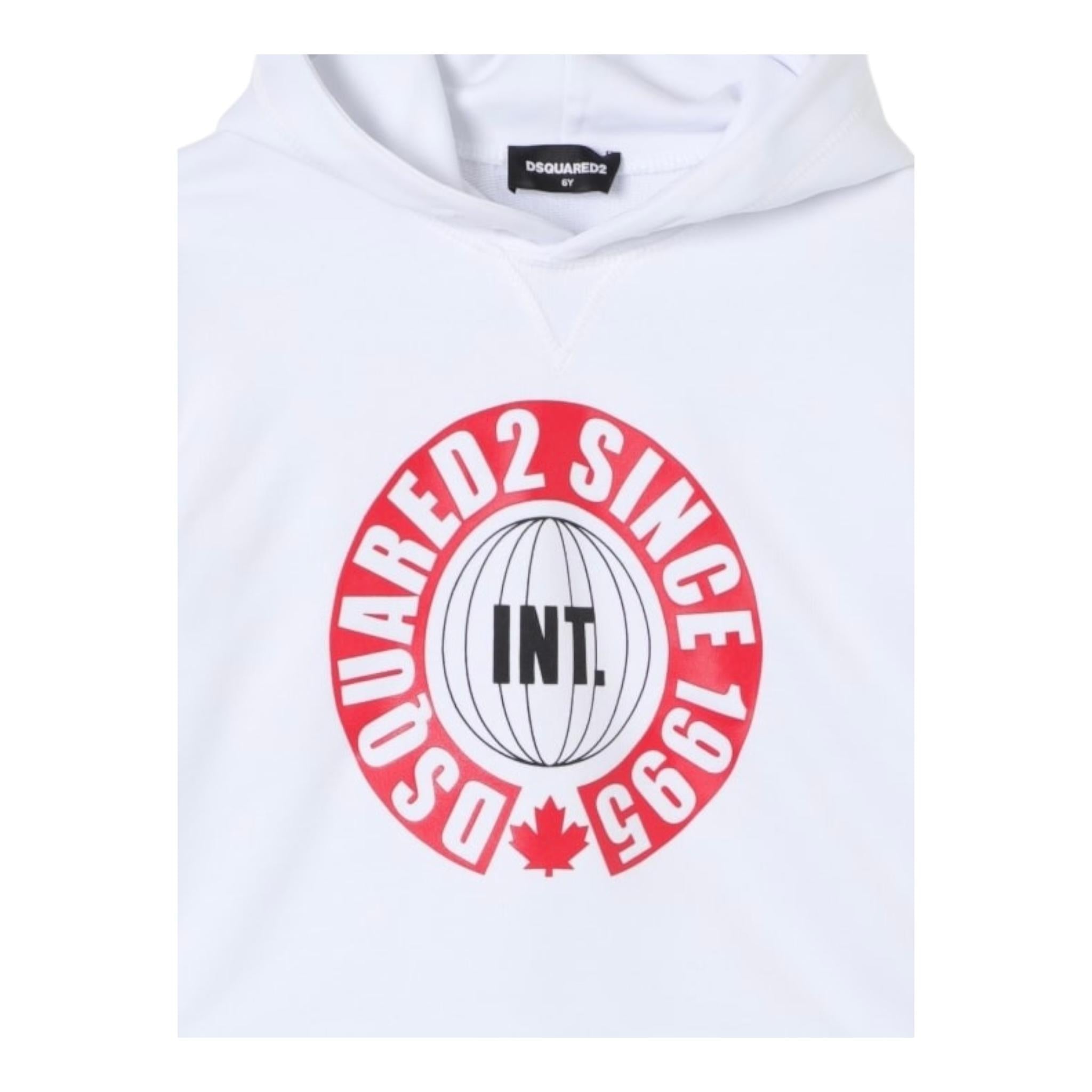 DSQUARED2 felpa tinta unita con cappuccio e stampa Bianco per Bambino DQ2615 BIANCO DSQUARED2 