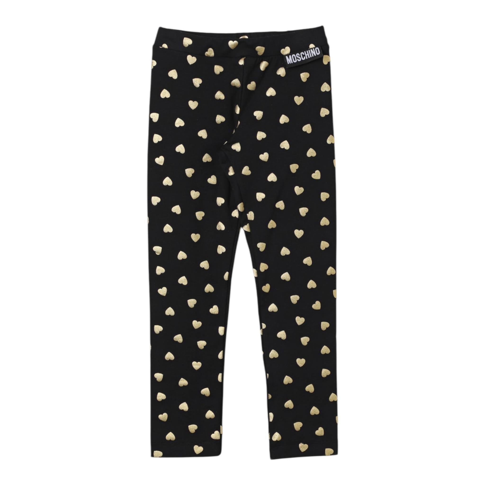 MOSCHINO leggins tinta unita con stampa cuori Nero per Neonata MDP039 NERO MOSCHINO 
