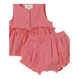 Teddy E Minou Abito Giromanica Tinta Unita con Culotte per Neonata E25CP044C0070 ROSA TEDDY E MINOU 