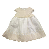 Barcellino Abito Tinta Unita Mezza Manica con Ricami per Neonata 121212 BIANCO BARCELLINO 