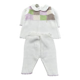 Marlu' Completo 2 Pezzi Maglia-Leggins Tinta Unita con Ricami per Neonata EP2619 BIANCO MARLU' 