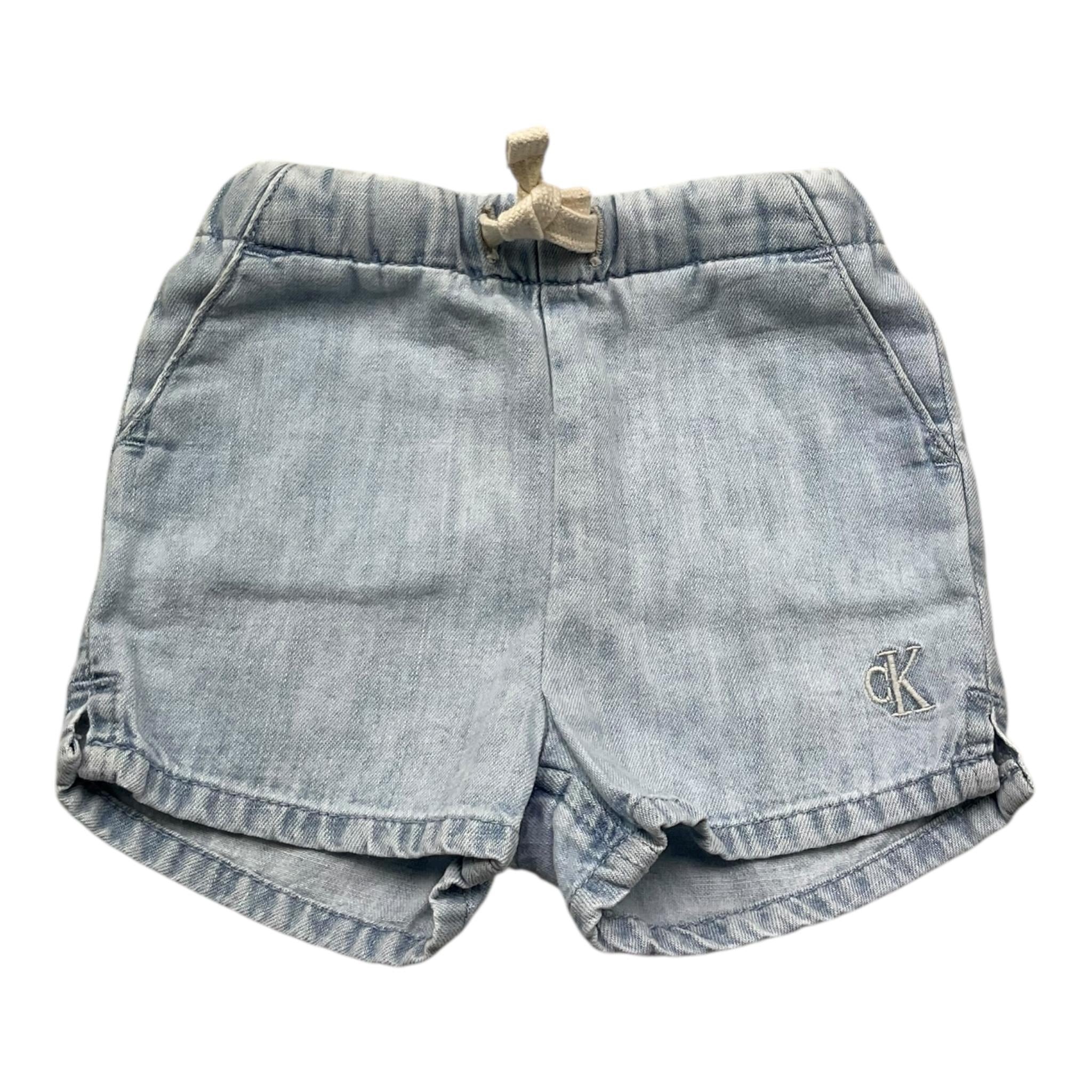 Calvin Klein Bermuda In Denim Tinta Unita con Elastico In Vita per Neonato N00303 AZZURRO CALVIN KLEIN 