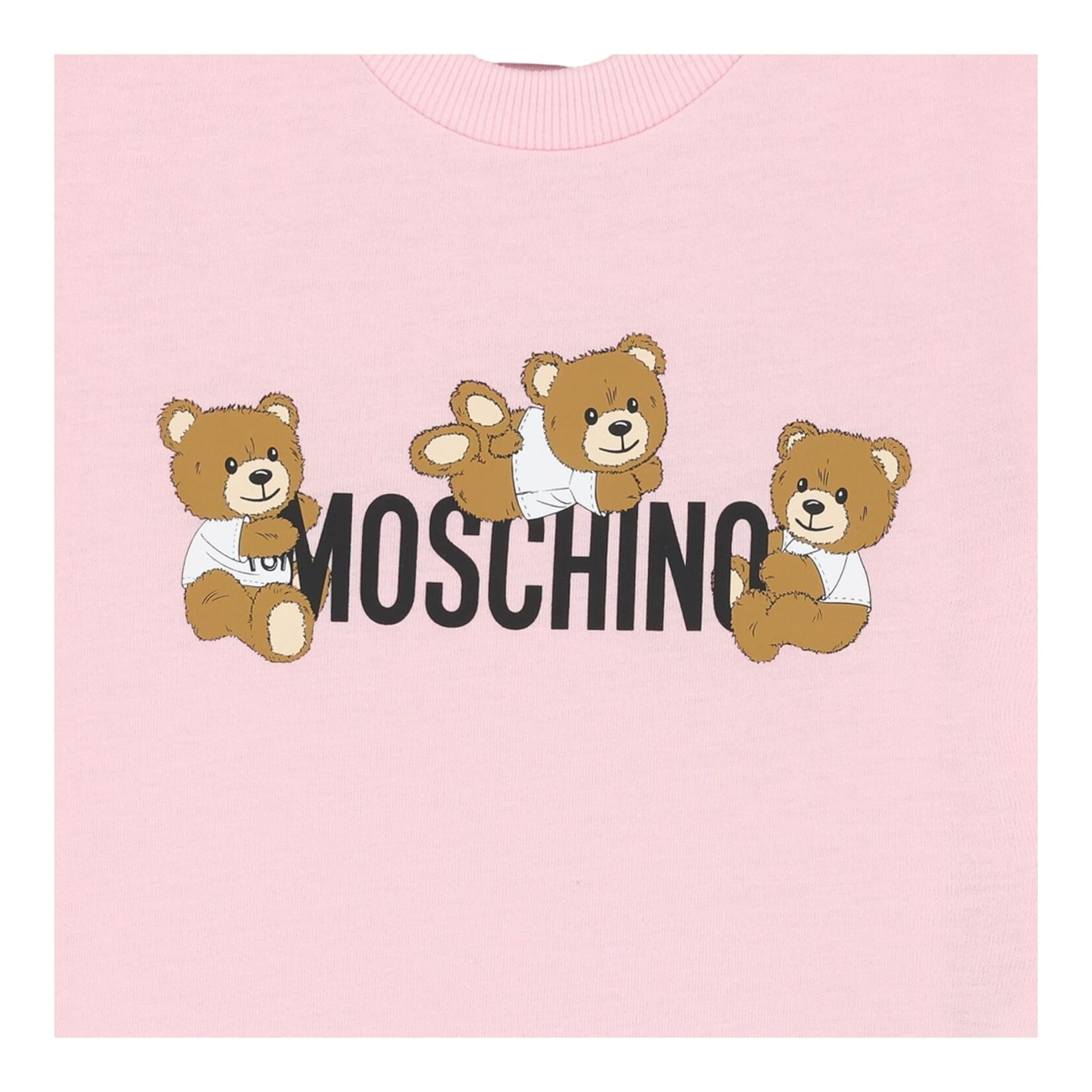 Moschino T-Shirt Girocollo Tinta Unita con Orso per Neonata MUM04AX ROSA MOSCHINO 