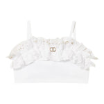 Twinset Top A Bretelle Tinta Unita con Ricami per Bambina 251GJ2QR5X BIANCO TWINSET 