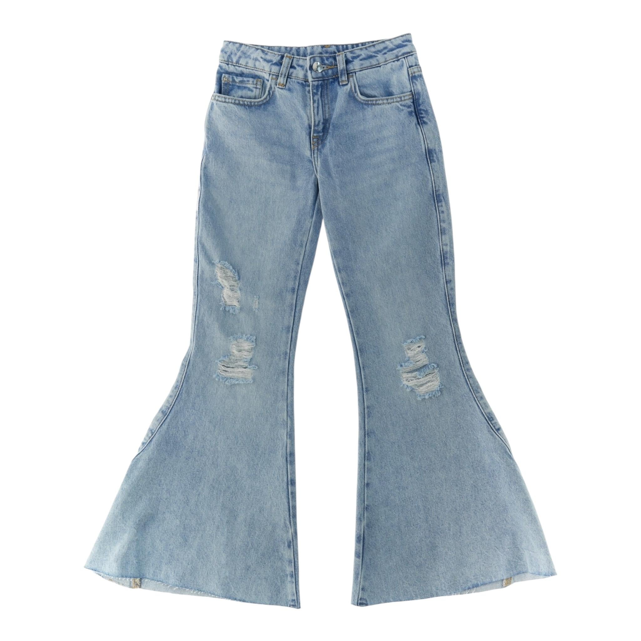 Liu Jo Jeans A Zampa Tinta Unita con Girovita Regolabile per Bambina GA5213 AZZURRO LIU JO 