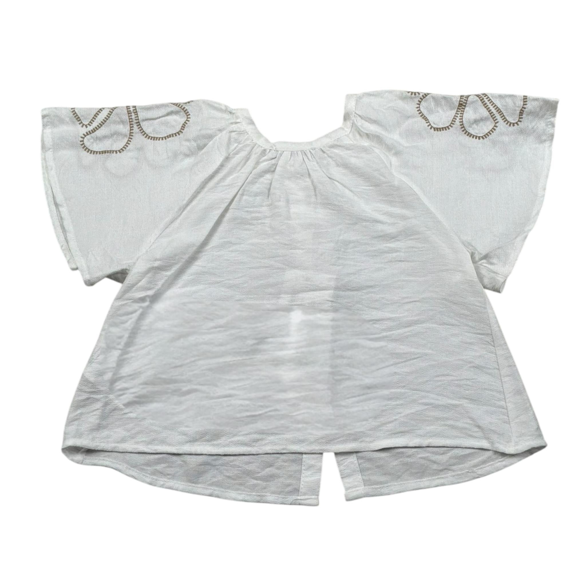 M+E' Camicia Mezza Manica Tinta Unita con Ricami per Neonata UE1699 BIANCO M+E' 