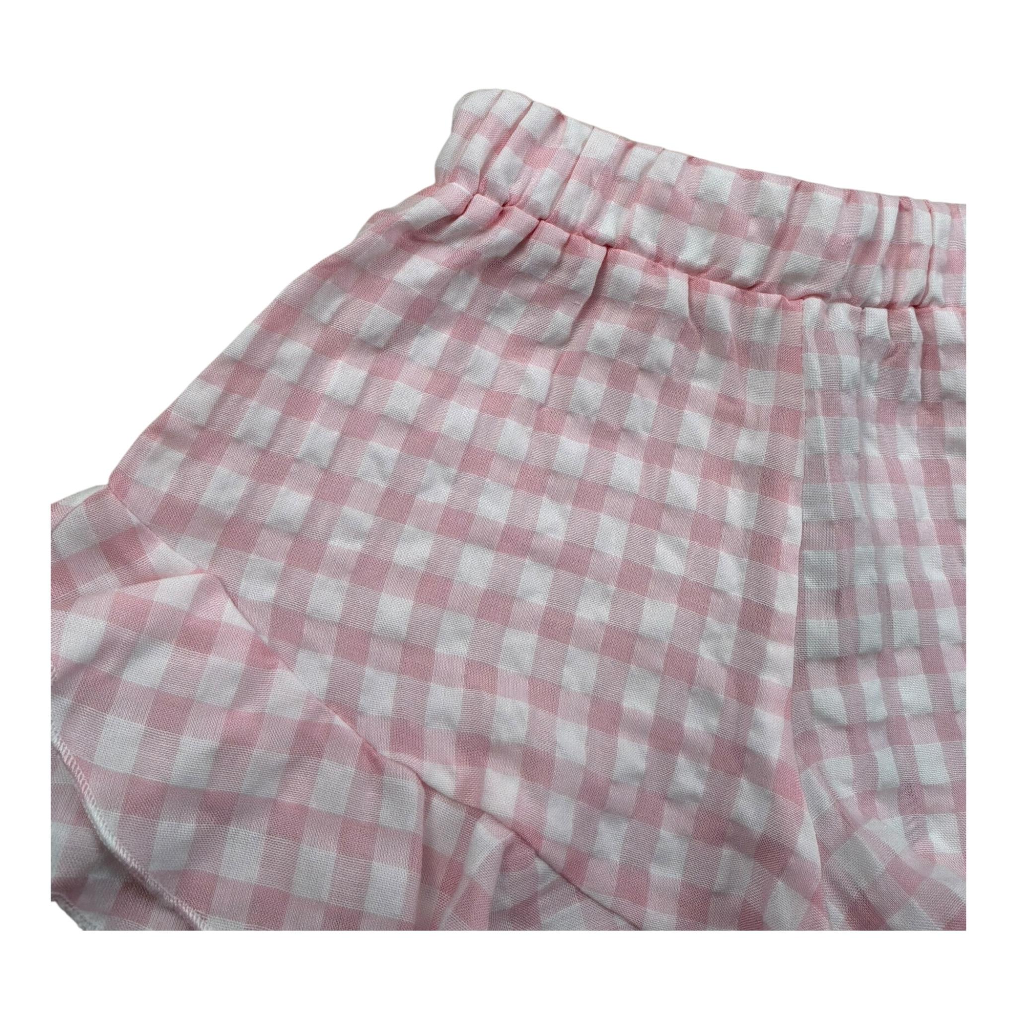 Please Short Fantasia Quadretti Bicolore per Neonata RE13273G71 BIANCO/ROSA PLEASE 