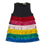 STELLA McCARTNEY abito tinta unita giromanica con frange Nero per Bambina TT1F72 NERO STELLA McCARTNEY 