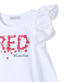 Monnalisa T-Shirt Girocollo tinta unita con Stampa Bianco per Bambina 11C622 BIANCO MONNALISA 