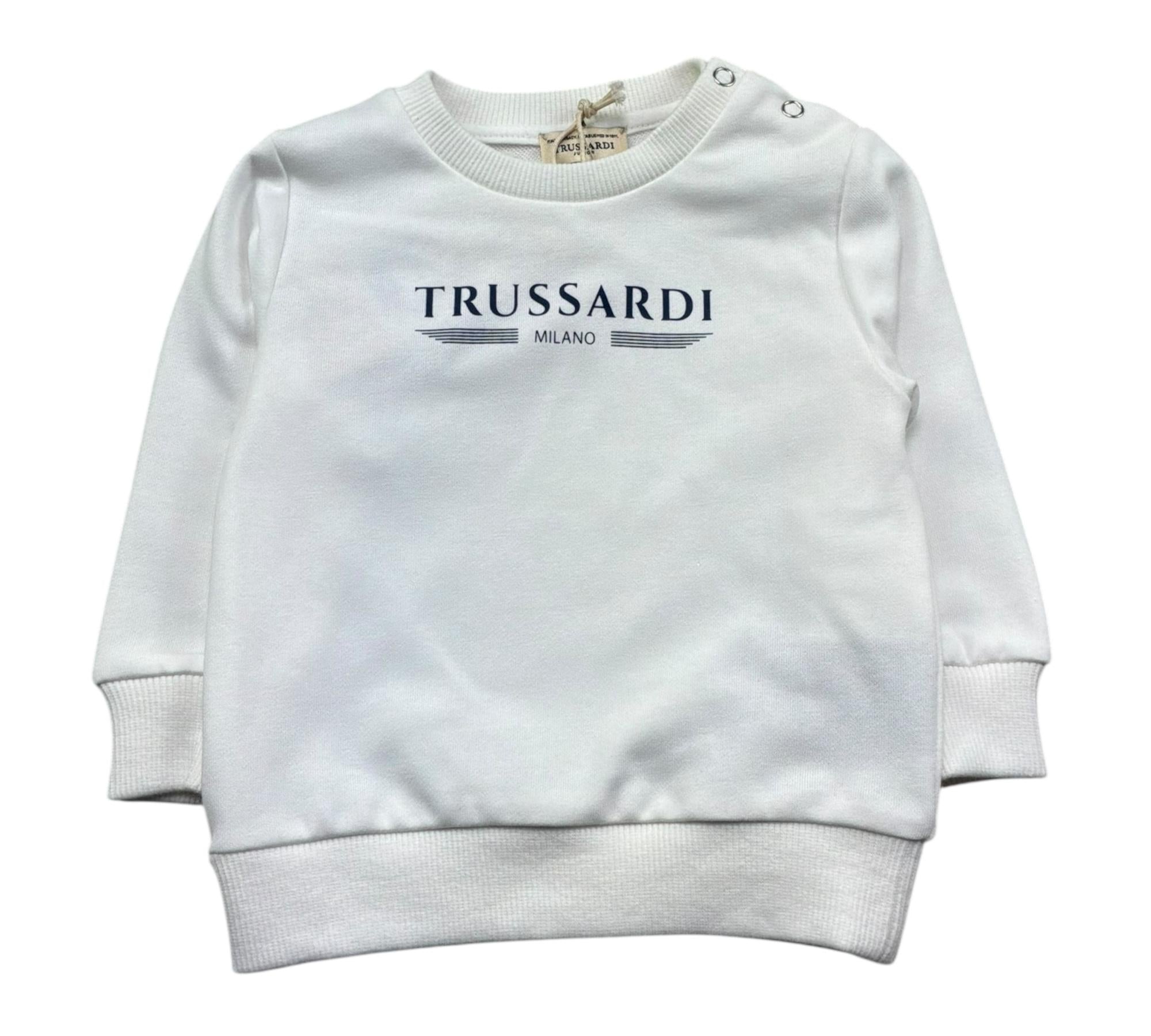 Trussardi Felpa Chiusa Girocollo Tinta Unita con Stampa per Neonato TIP26101FE BIANCO TRUSSARDI 