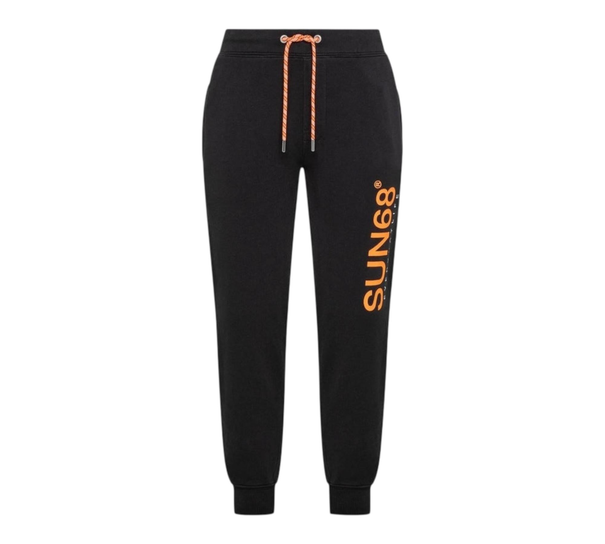 Sun68 Pantalone Tuta Tinta Unita con Stampa per Bambino F32331 NERO SUN68 