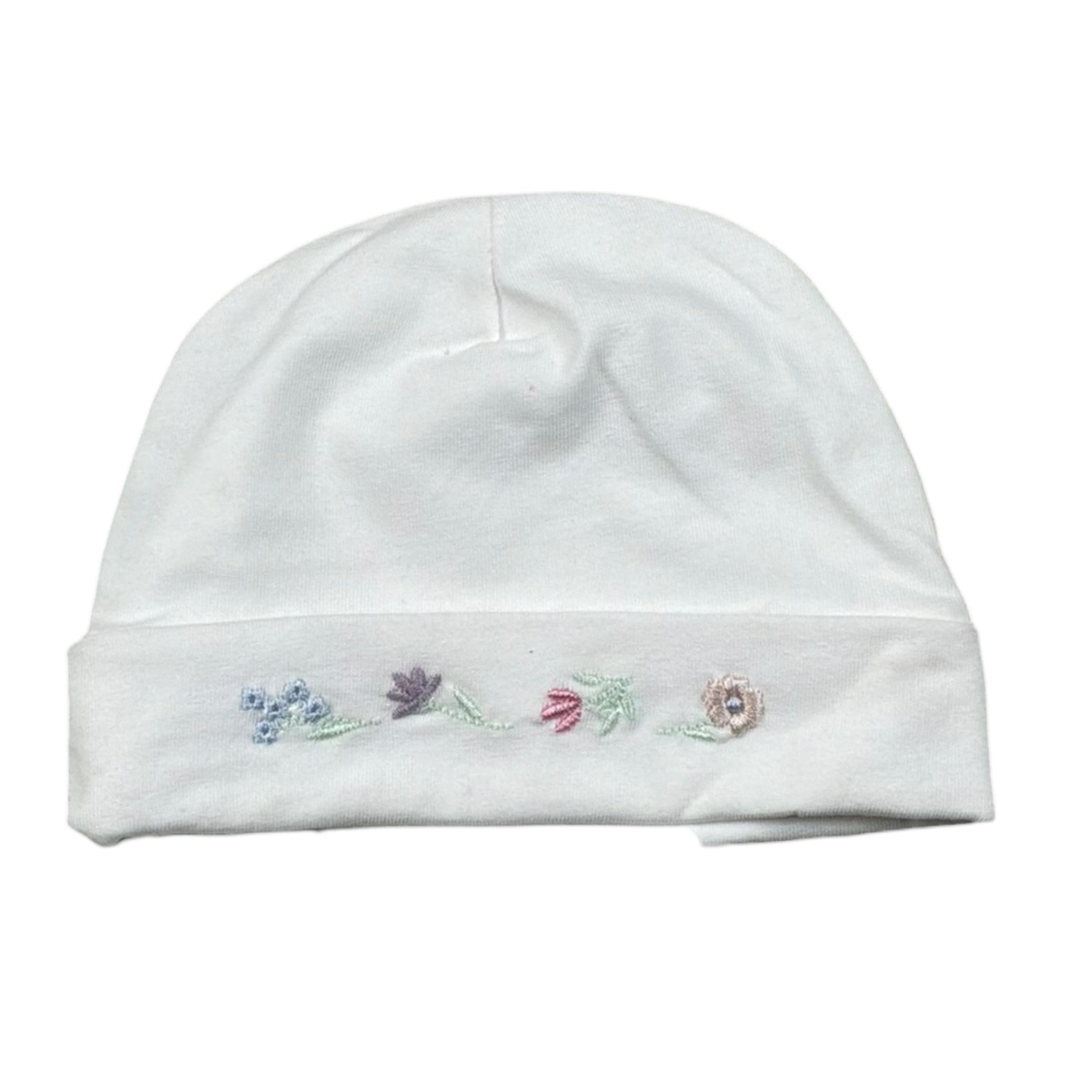 Lalalu' Cappello tinta unita con Ricami Bianco per Neonata CAL12P BIANCO LALALU' 