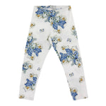 Monnalisa Leggins Tinta Unita Fantasia Floreale per Bambina 111408 BIANCO MONNALISA 