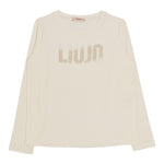Liu Jo Shirt Girocollo Tinta Unita con Logo per Bambina GF4210 PANNA LIU JO 