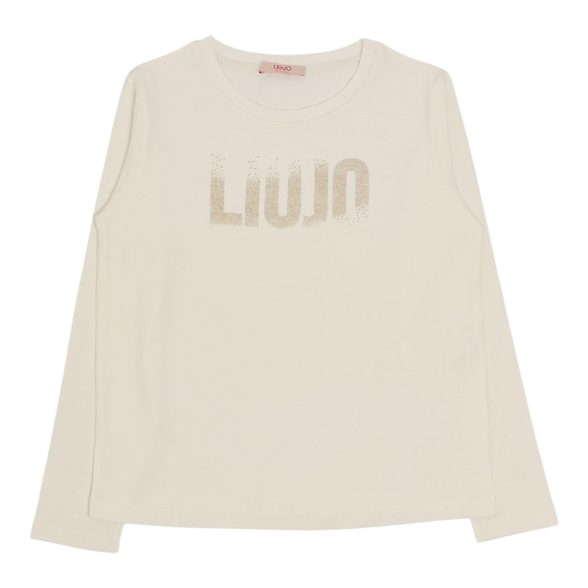 Liu Jo Shirt Girocollo Tinta Unita con Logo per Bambina GF4210 PANNA LIU JO 