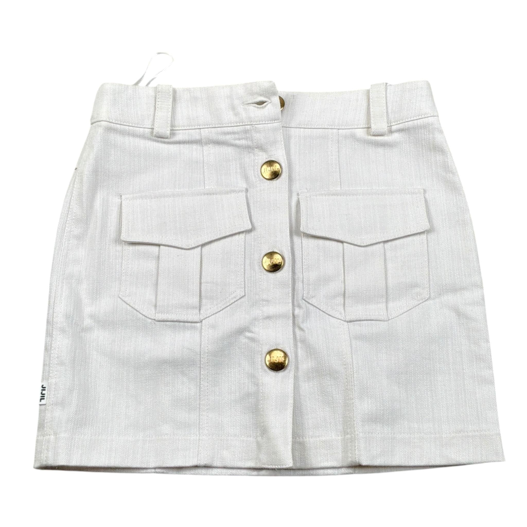 Jijil Gonna tinta unita con Tasconi Bianco per Bambina JJE23GO034 BIANCO JIJIL 