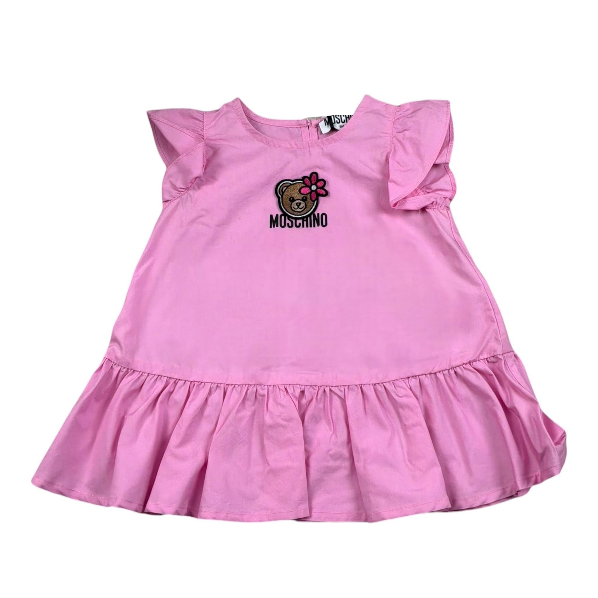 Moschino Abito Mezza Manica Tinta Unita con Stampa per Neonata MDV0D6 ROSA MOSCHINO 