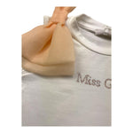 Miss Grant T-Shirt Girocollo Tinta Unita con Fiocchi In Contrasto per Bambina MG1232 BIANCO MISS GRANT 