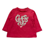Guess Shirt Girocollo Tinta Unita con Logo per Neonata A5RI01K6YW4 FRAGOLA GUESS 