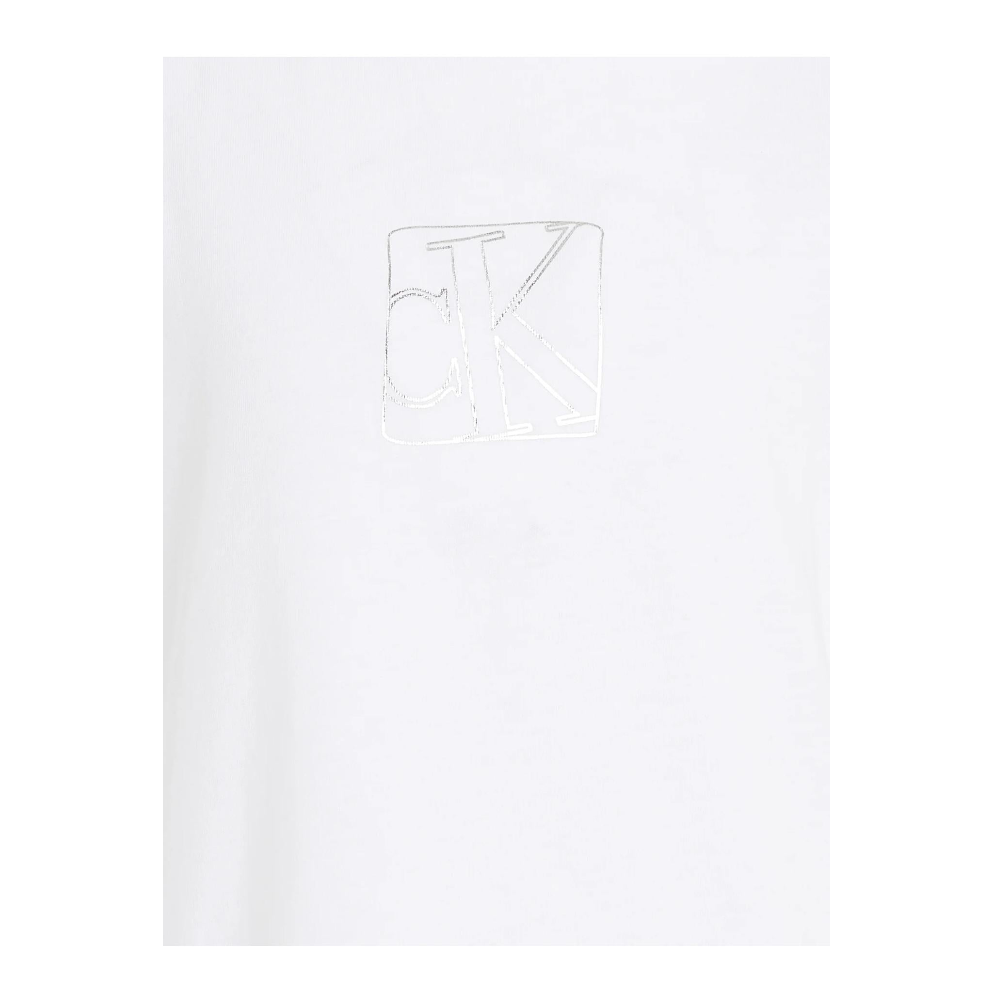 Calvin Klein T-Shirt Girocollo Tinta Unita con Logo per Bambina IG0IG02530 BIANCO CALVIN KLEIN 