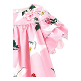 Monnalisa Abito Tinta Unita con Balze E Fantasia Fiori per Bambina 11C903 ROSA MONNALISA 