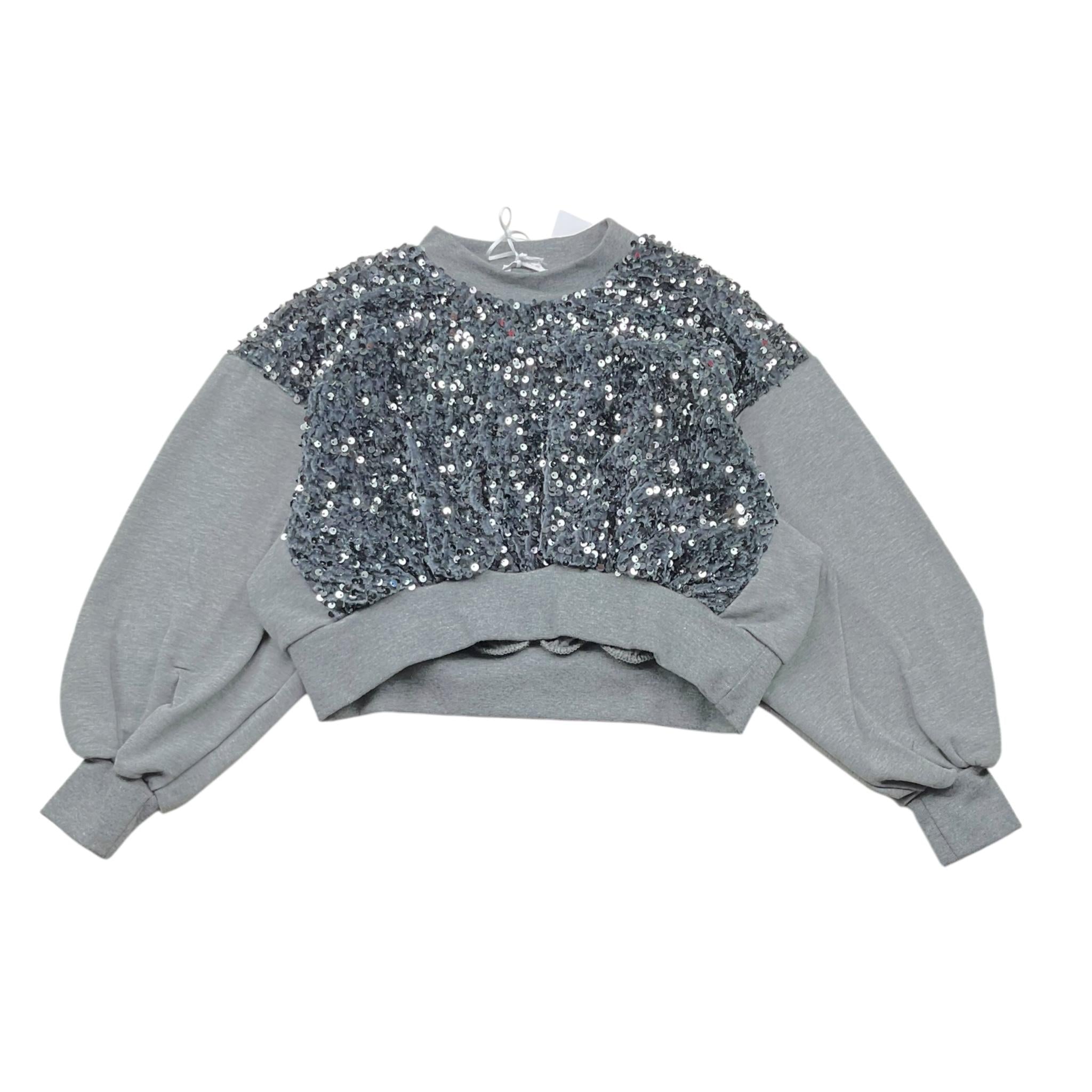 LU LU BY MISS GRANT felpa tinta unita con paillettes Grigio per Bambina LL3094 GRIGIO LU LU BY MISS GRANT 